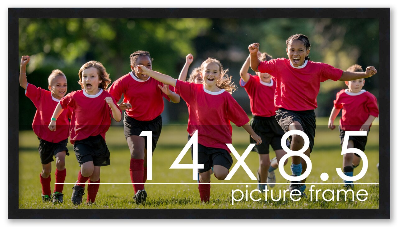 Photo Size Simple Black Picture Frame - UV Acrylic, Foam Board Backing, Hanging Hardware